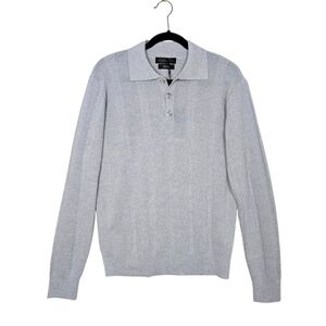 Maglificio Bartolini Men's Merino Wool Polo Sweater Grey Textured Knit Italy M